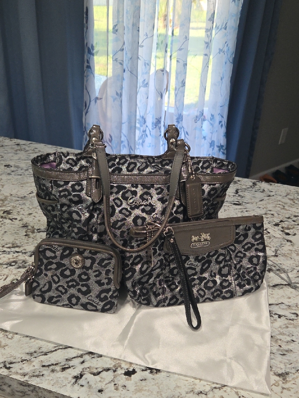 Coach Silver Metallic Ocelot 3 Pc Set